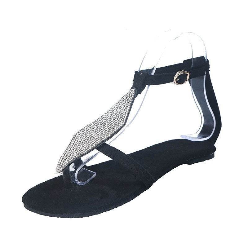 Sandals rhinestone flip flops women sandals - Mubimart