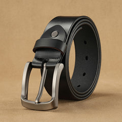 Pure Leather Pin Buckle Belt for Middle Aged