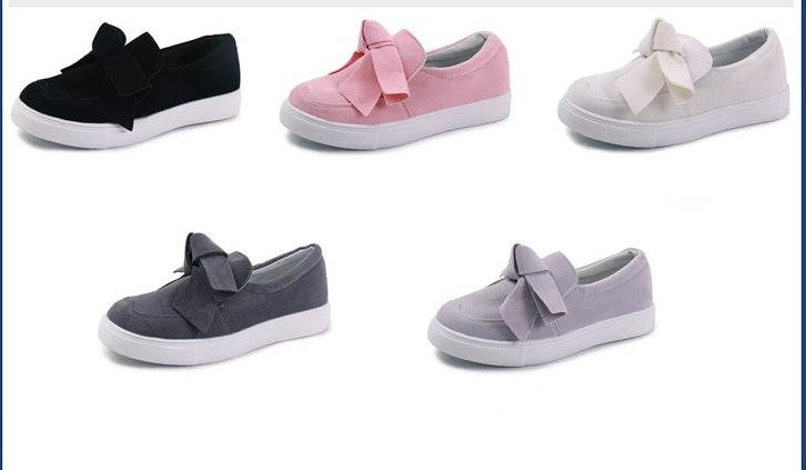 Women Nubuck Loafers Casual Bowknot Shoes - Mubimart
