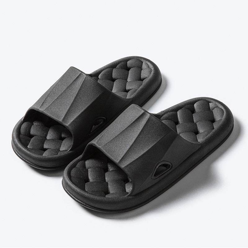 New Woven Texture Non-slip Slippers For Women Summer Indoor Floor Bathroom Home Slipper Men House Shoes - Mubimart