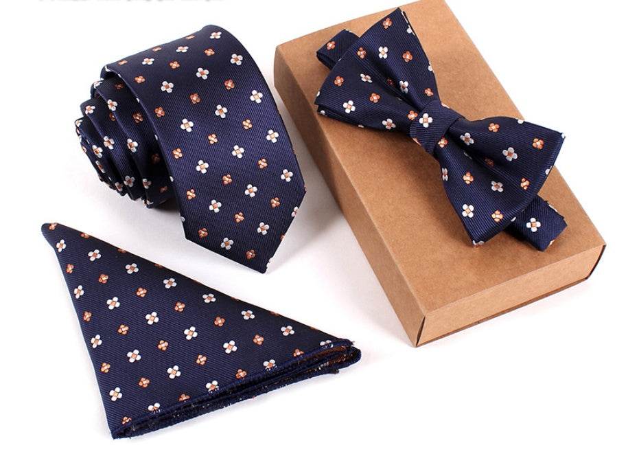 Slim Necktie Set Men Three-piece bow tie - Mubimart