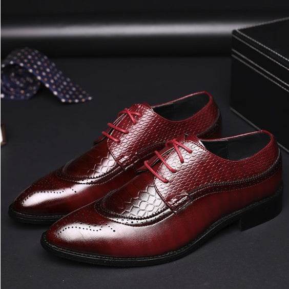 new spring men flats lace up male business oxfords men leather shoes - Mubimart
