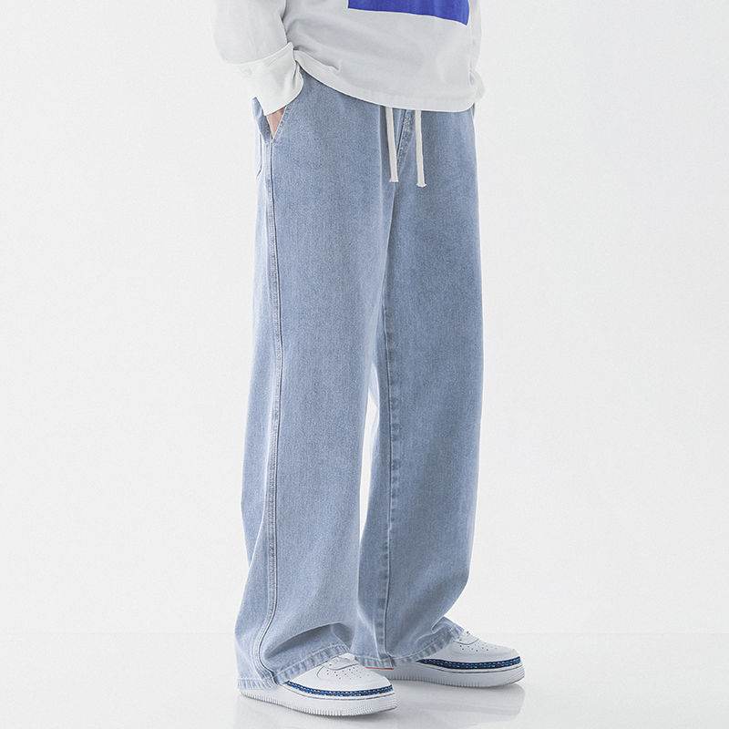 Mens Fashion Casual Loose Straight Jeans - Mubimart