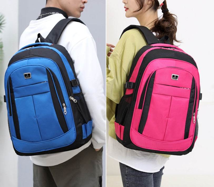 Mens Backpack Fashion Travel Computer College Student Bag Solid Color College Student Bag - Mubimart