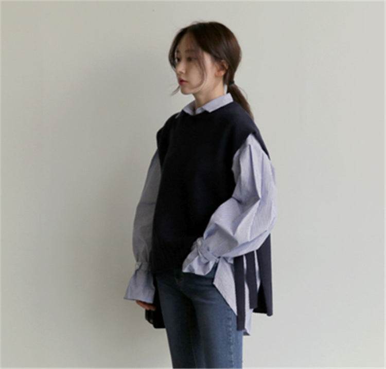 Loose lace sweater vest sweater vest - Mubimart