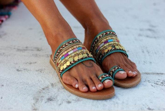 Handmade flat sandals - Mubimart