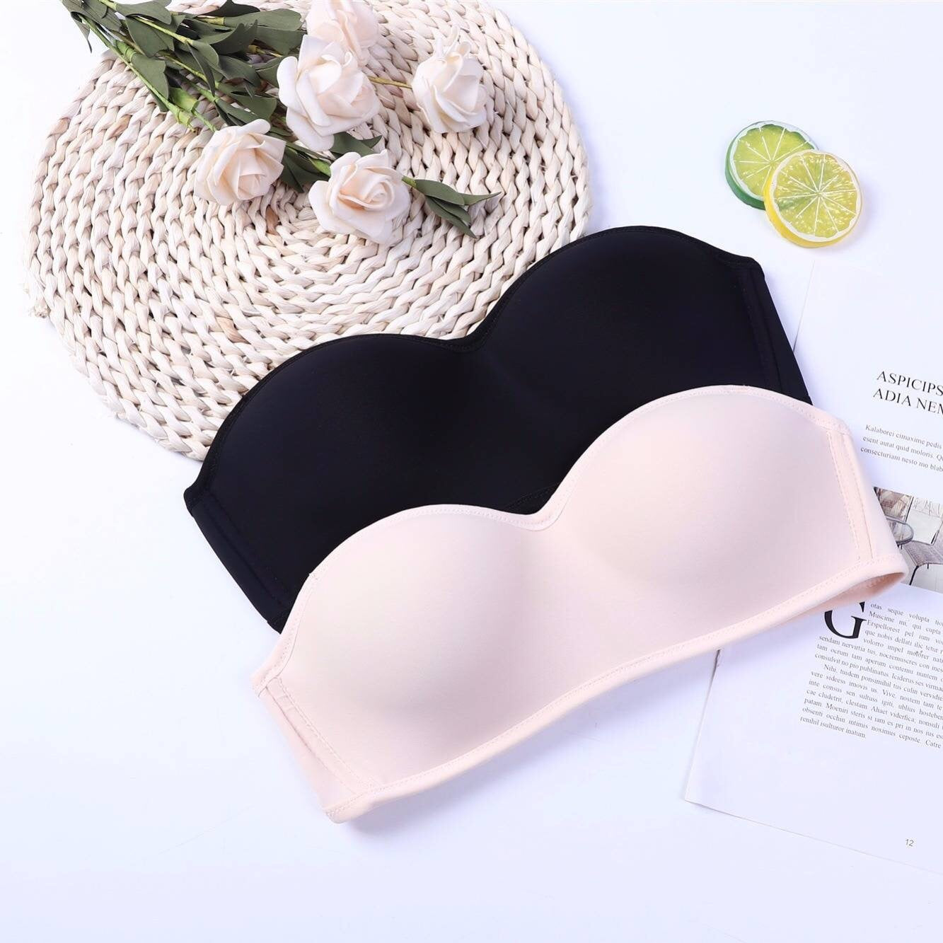 Gathered non-slip lingerie bra - Mubimart - Lingerie bra 