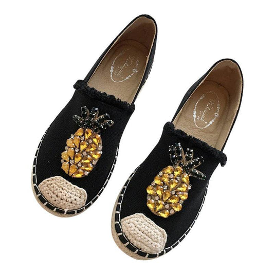 Pineapple Rhinestone Flats - Mubimart