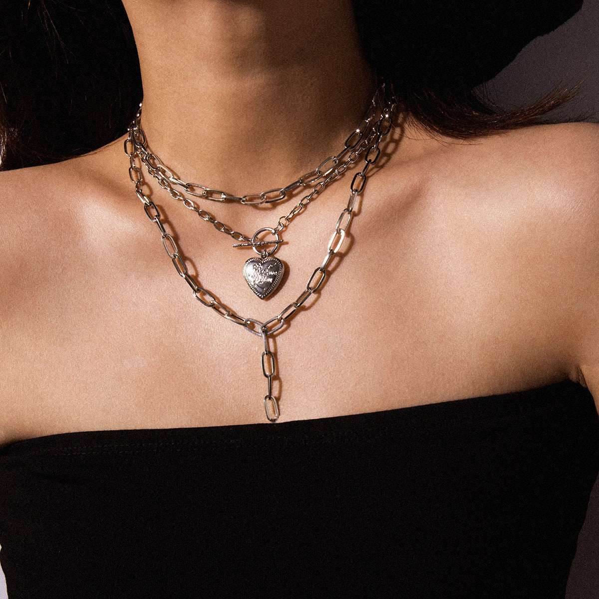 Creative Geometric Thick Chain Tassel Necklace Women - Mubimart