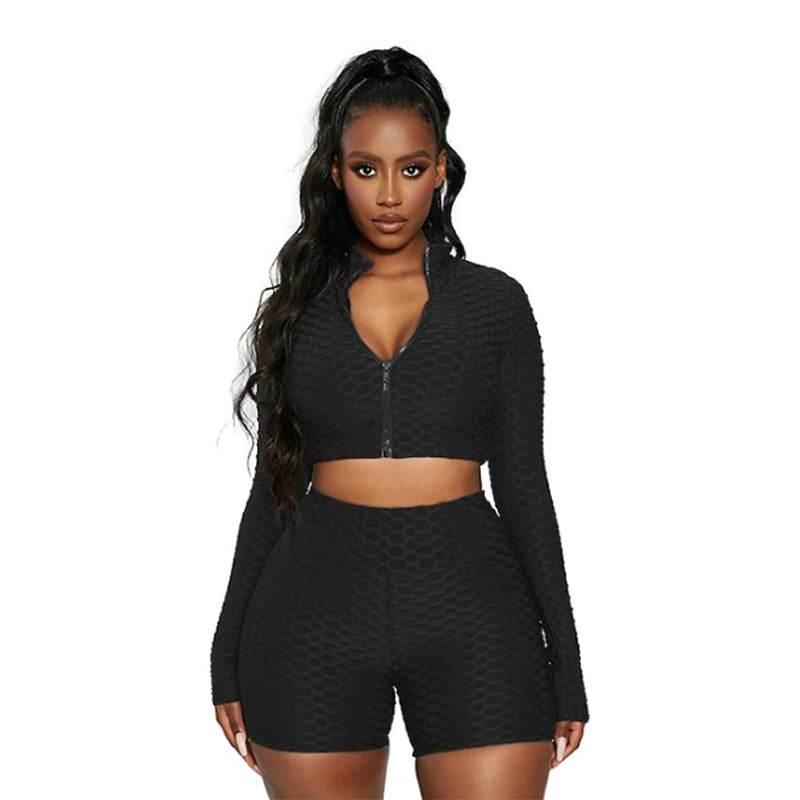 Women's Tracksuit Yoga Fitness Suit Activewear Set Tummy Control Butt Lift Long Sleeve Sport Clothing - Mubimart
