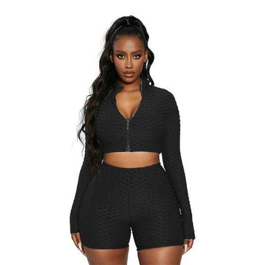 Women's Tracksuit Yoga Fitness Suit Activewear Set Tummy Control Butt Lift Long Sleeve Sport Clothing - Mubimart