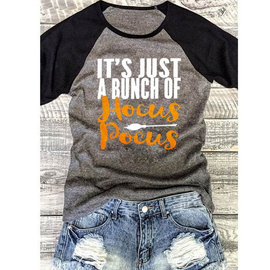 Women t-shirt letter printing graphic tees shirt it's just a bunch of hocus pocus womens cute summer female tee tshirts - Mubimart