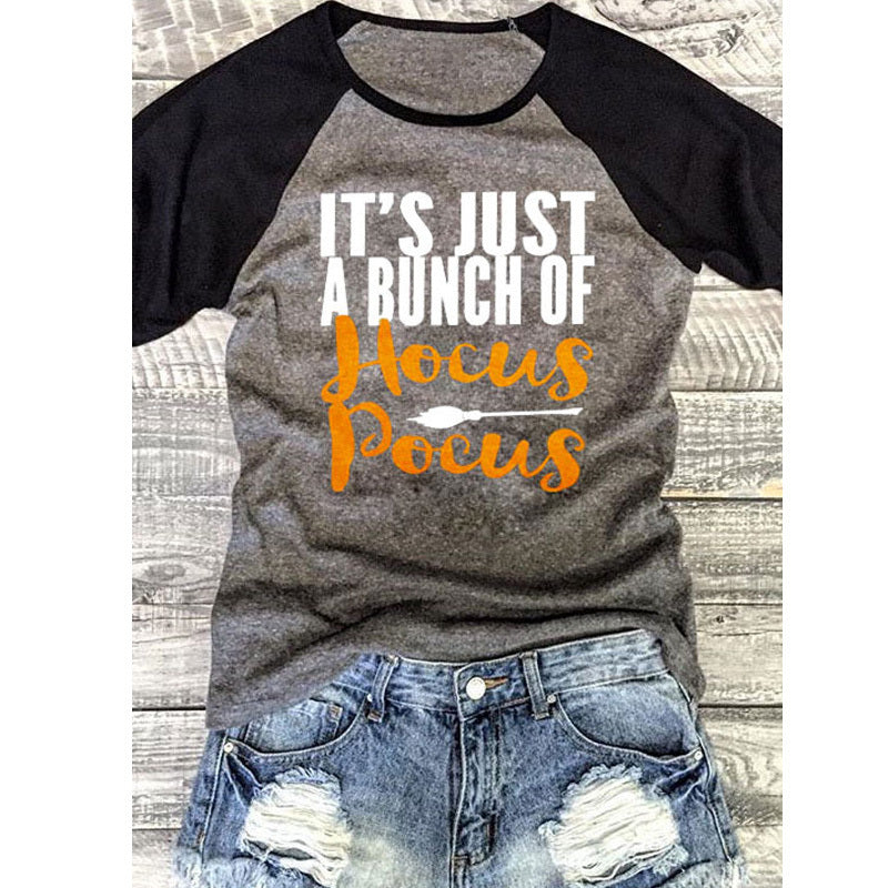 Women t-shirt letter printing graphic tees shirt it's just a bunch of hocus pocus womens cute summer female tee tshirts - Mubimart -  