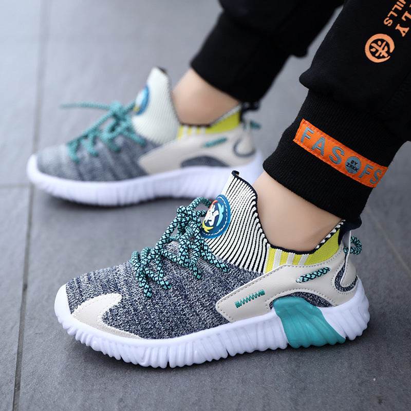 Fly Knit Double-Mesh Children's Anti-Slip Sneaker - Mubimart