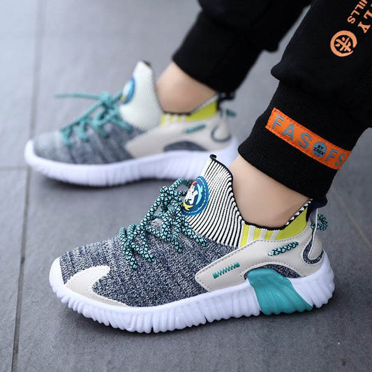 Fly Knit Double-Mesh Children's Anti-Slip Sneaker - Mubimart