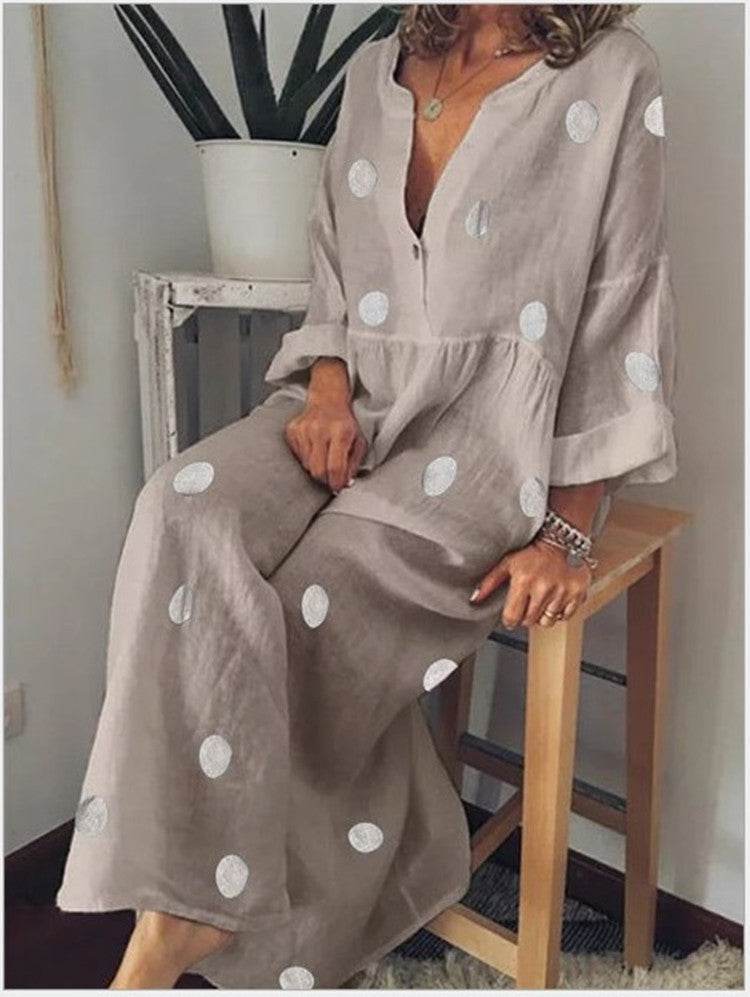 Women's maxi dress bohemian print dress - Mubimart