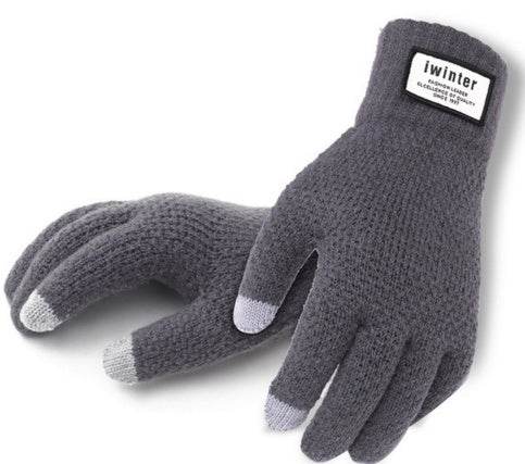 Winter Autumn Men Knitted Gloves Touch Screen High Quality Male Thicken Warm Wool Cashmere Solid Gloves Men Mitten Business - Mubimart
