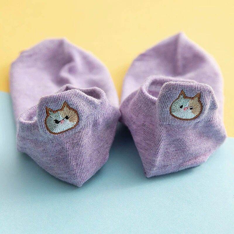 Socks Women's Socks Low Top Shallow Mouth Cotton Cute Japanese Style Cartoon Three-dimensional Heel Cat Boat Socks Spring And Summer Isn Fashion - Mubimart