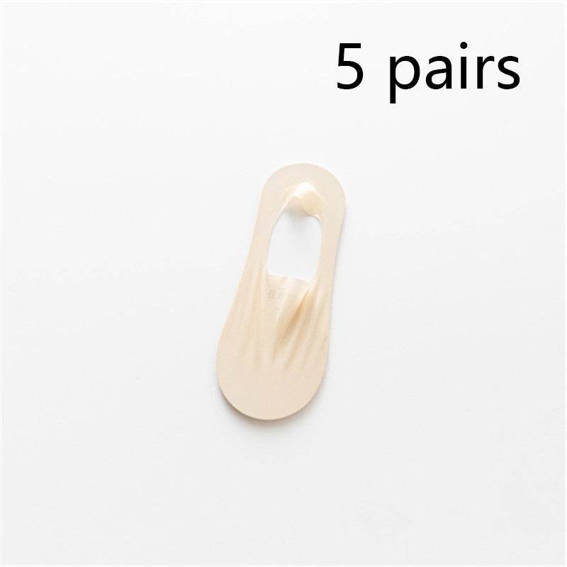 Ice Silk Low Top Socks Cotton Bottom Invisible Thin Silicone Non-slip Tight - Mubimart