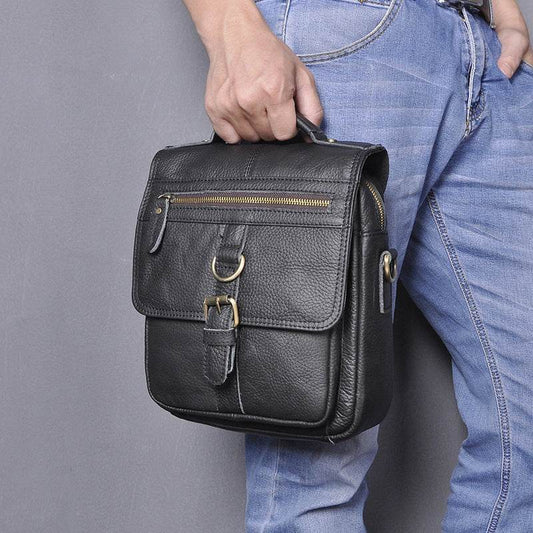 Mens Fashion Casual Multifunctional Leather Shoulder Crossbody Bag - Mubimart