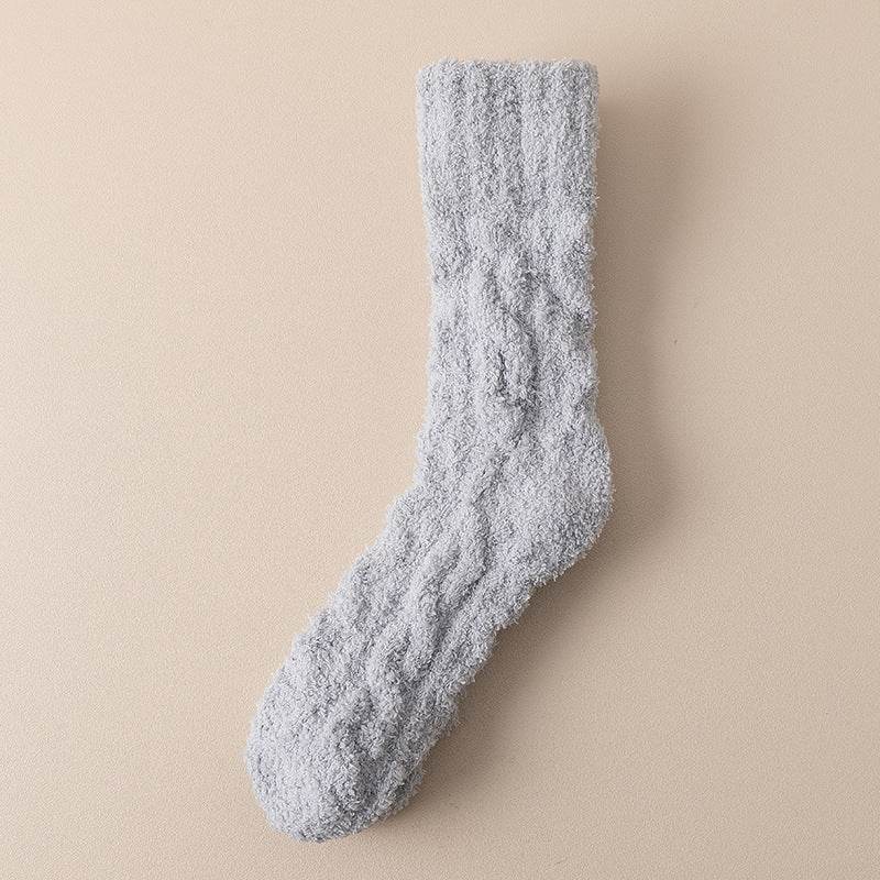 Winter Warm Fuzzy Coral Fleece Socks Women Men Velvet Thickened Home Sleepping Floor Socks - Mubimart