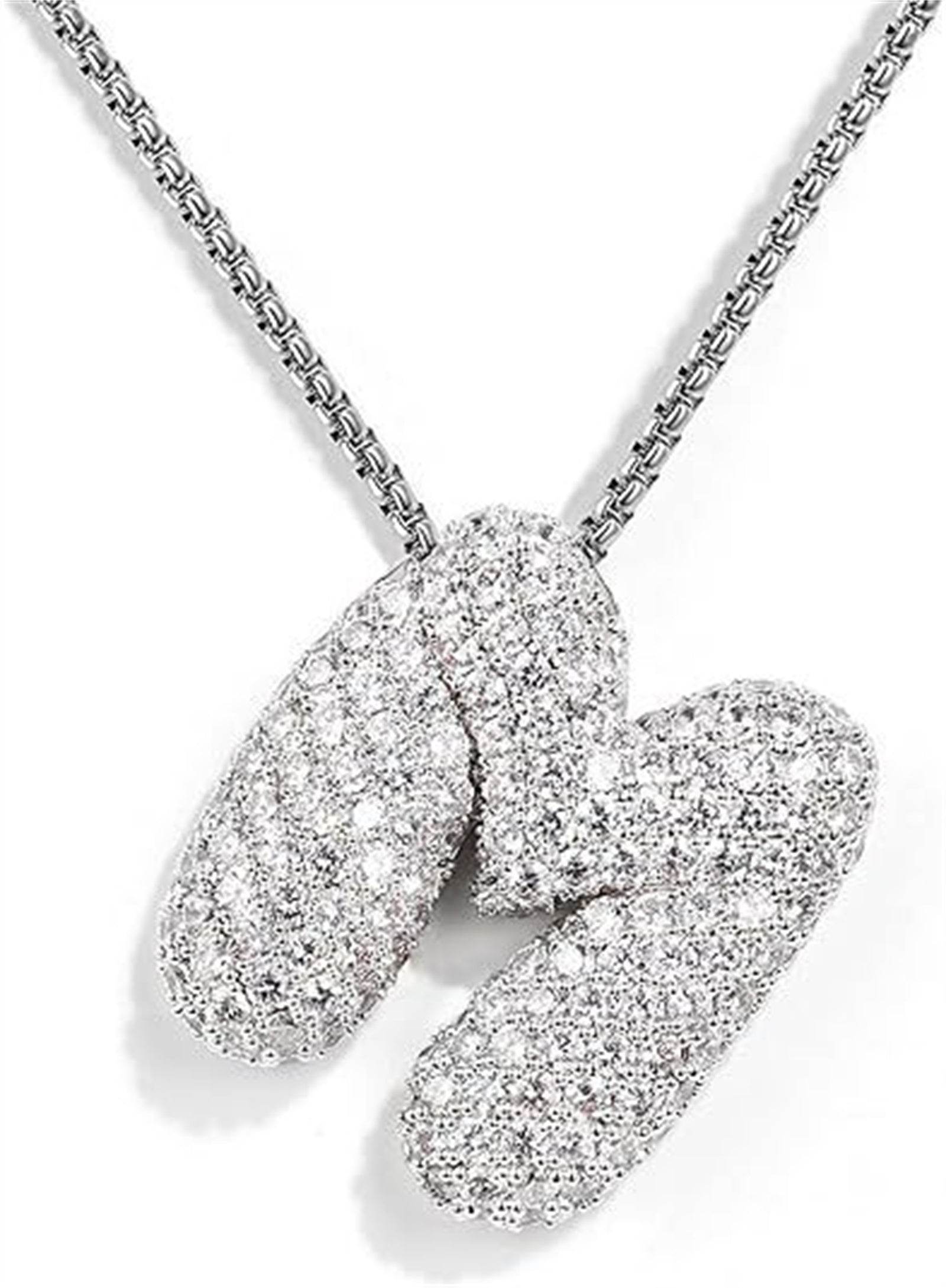 Brass Zircon Balloon English Letter Necklace - Mubimart