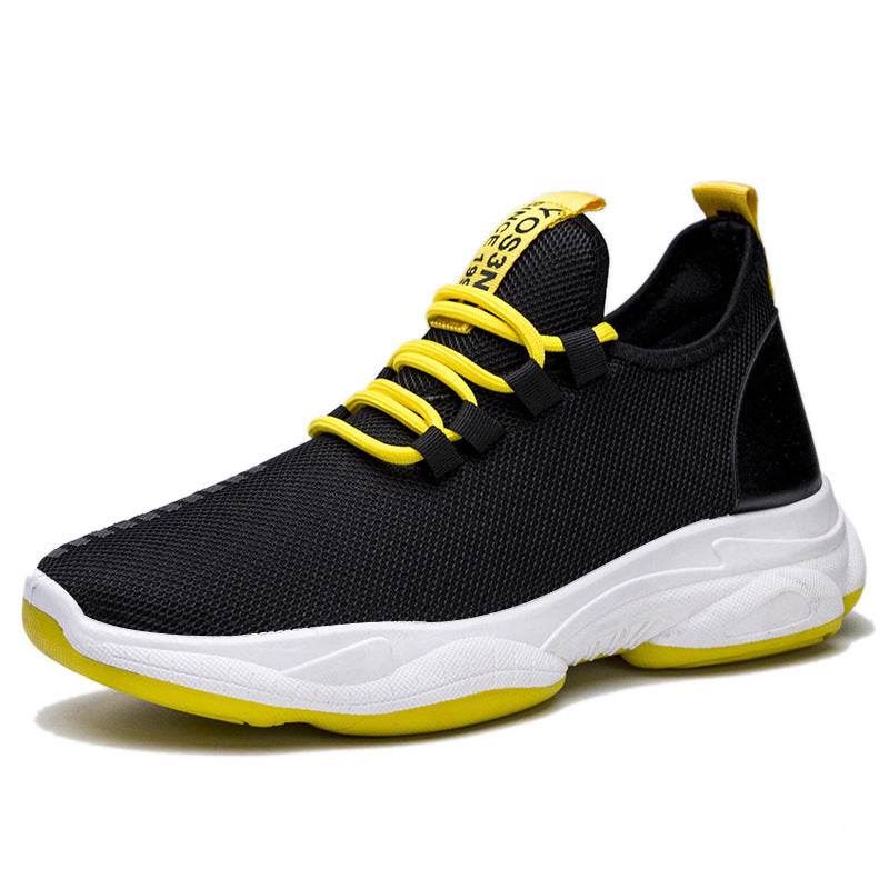 Men Sneakers Black White Sports Shoes - Mubimart
