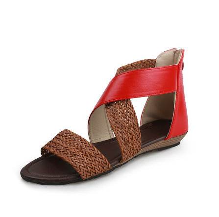 Sandals Women Summer New Style Bohemian Woven Belt Wedge Heel Women Sandals - Mubimart