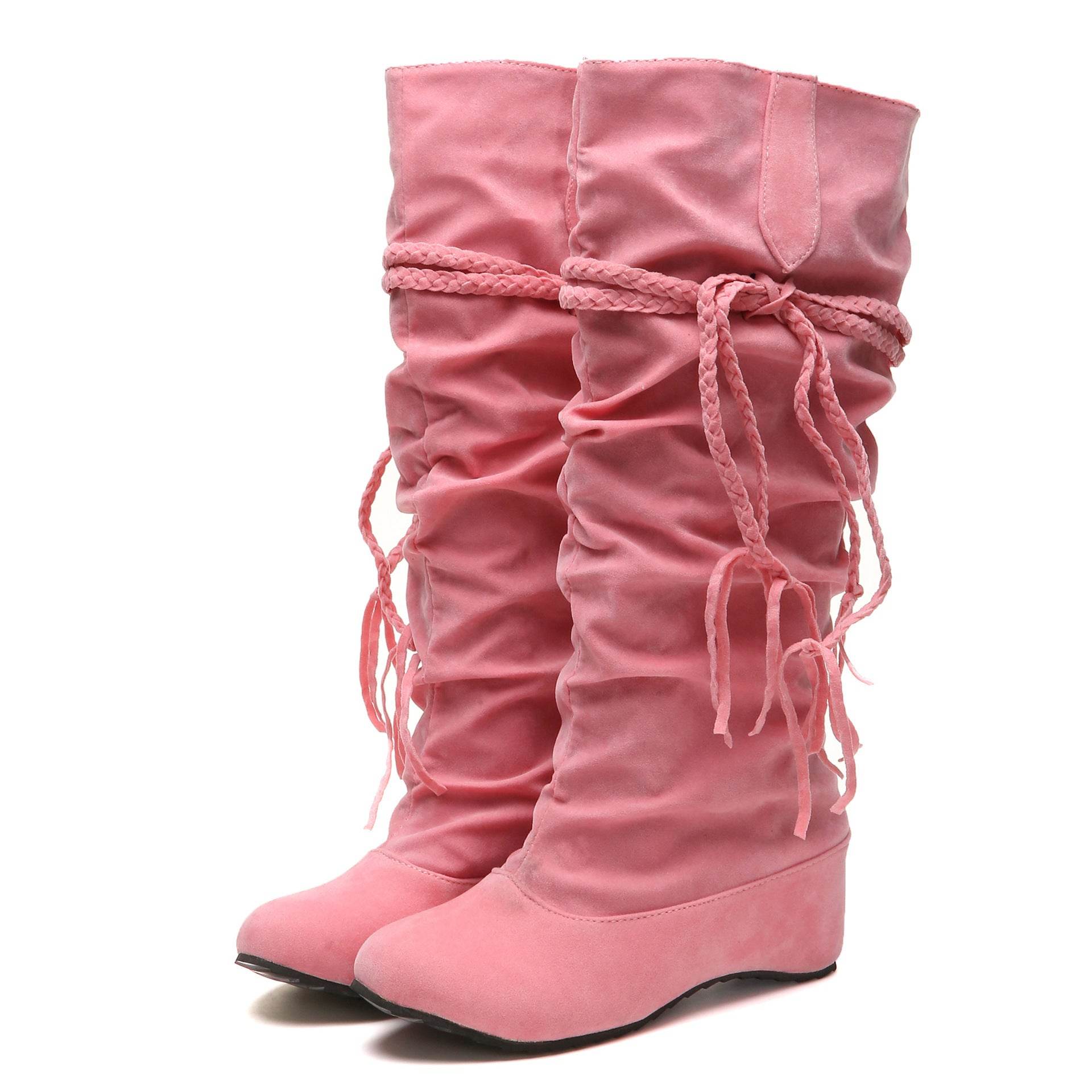 Women's Fashion Casual Tall Rubber-soled Martin Boots - Mubimart