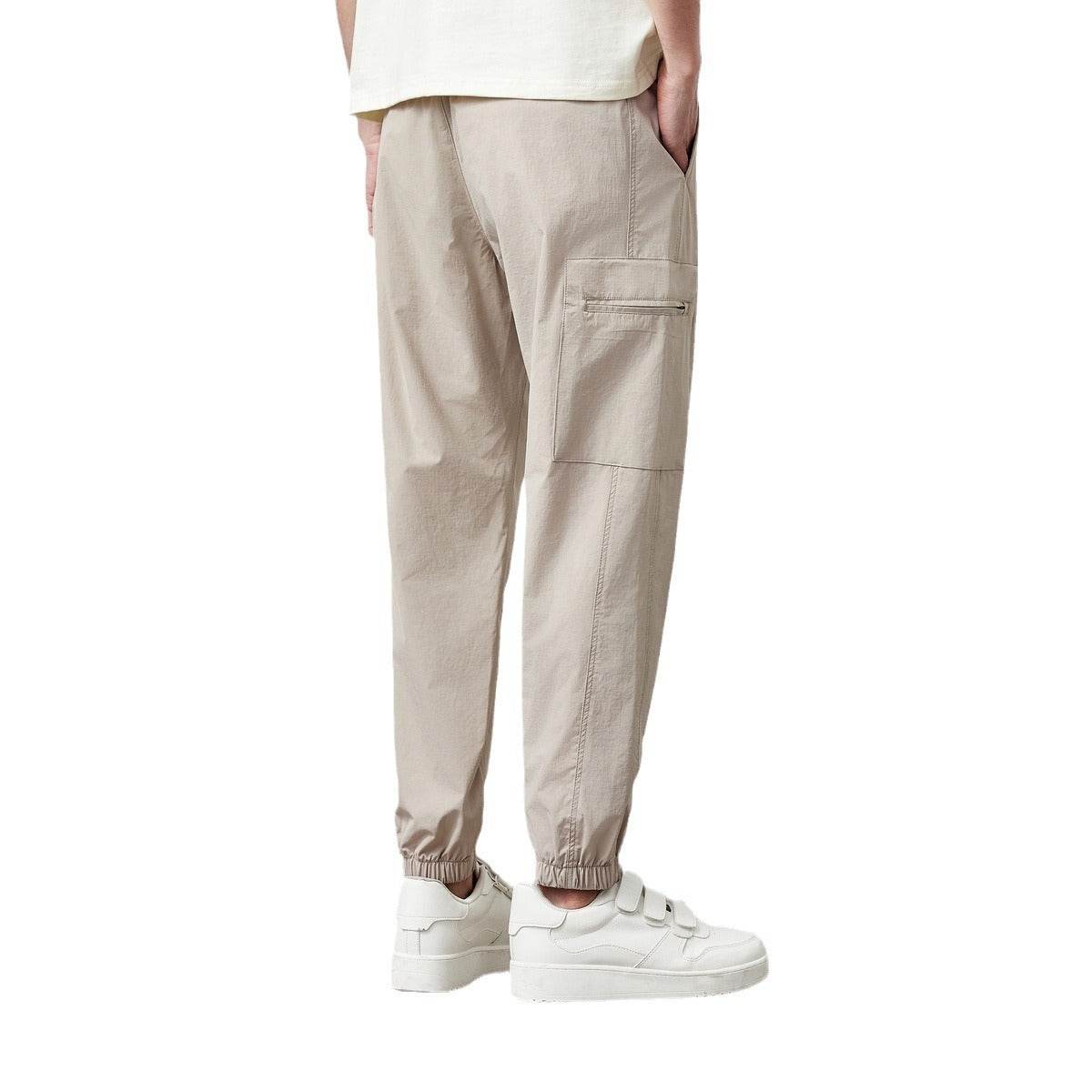 Tooling Style Elastic Waist Men's Casual Jogger Cropped Pants - Mubimart