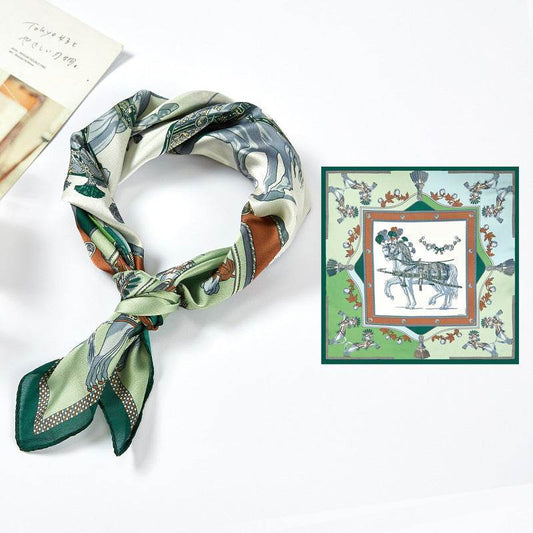 New Simulated Silk Satin Printed Scarves - Mubimart