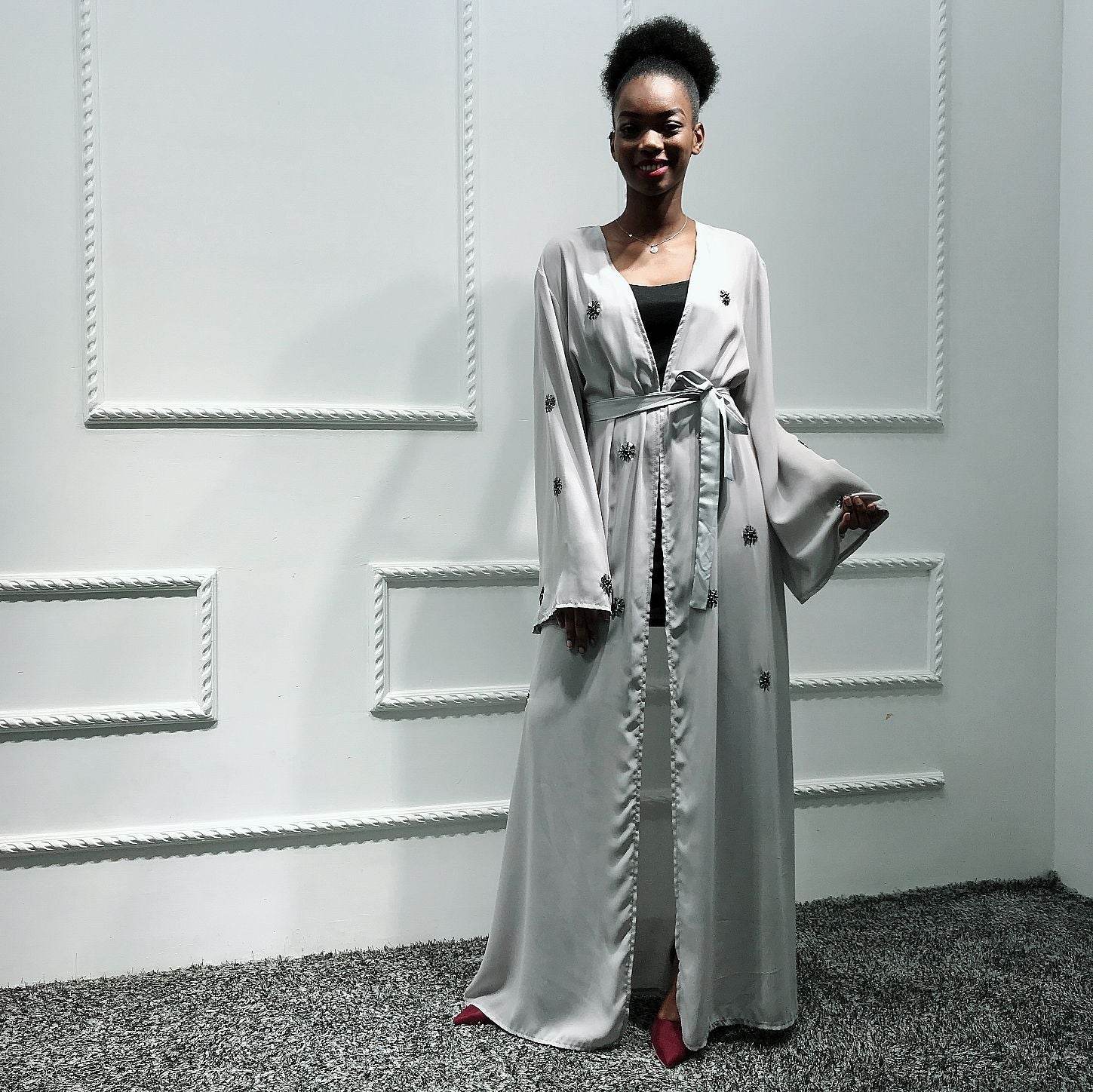 Handmade embroidered cardigan nightgown - Mubimart