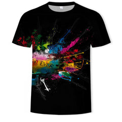 Mens Fashion Casual Digital Print Crew Neck T-shirt