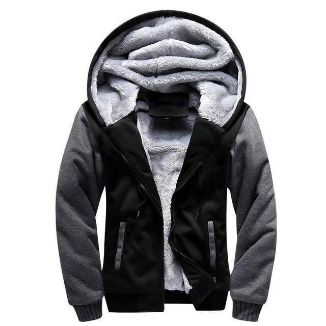 Hooded Fleece Baseball Jacket - Mubimart