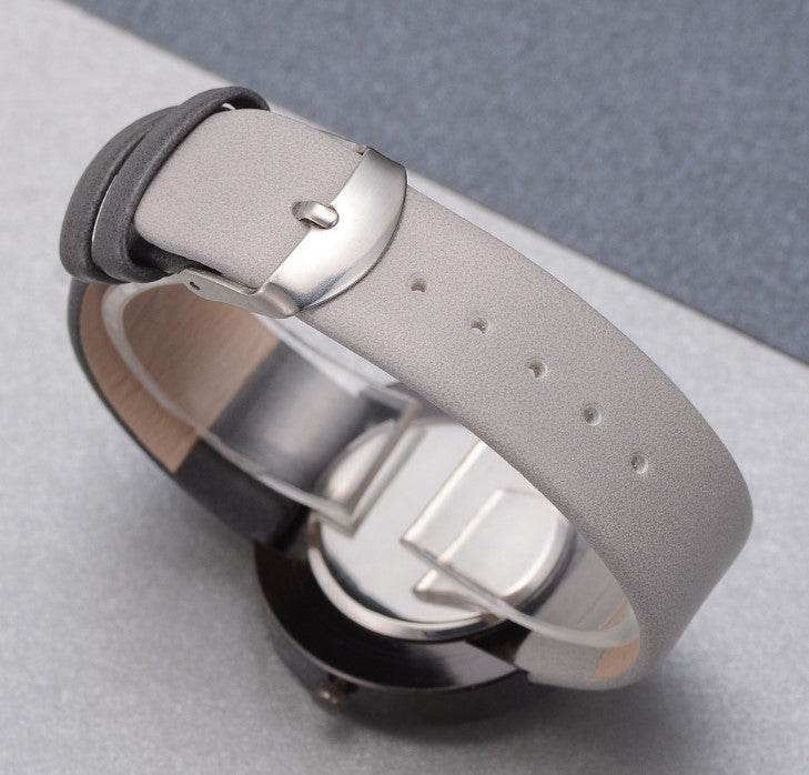 Women Watch Gray Contrast Leather Quartz Watch Women Watches Lovers Unisex Casual Ladies Wrist Watch Clock Relogio Feminino - Mubimart