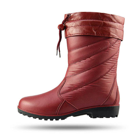 Boots Waterproof Shoes Rubber Shoes Women Warm Rain Boots - Mubimart