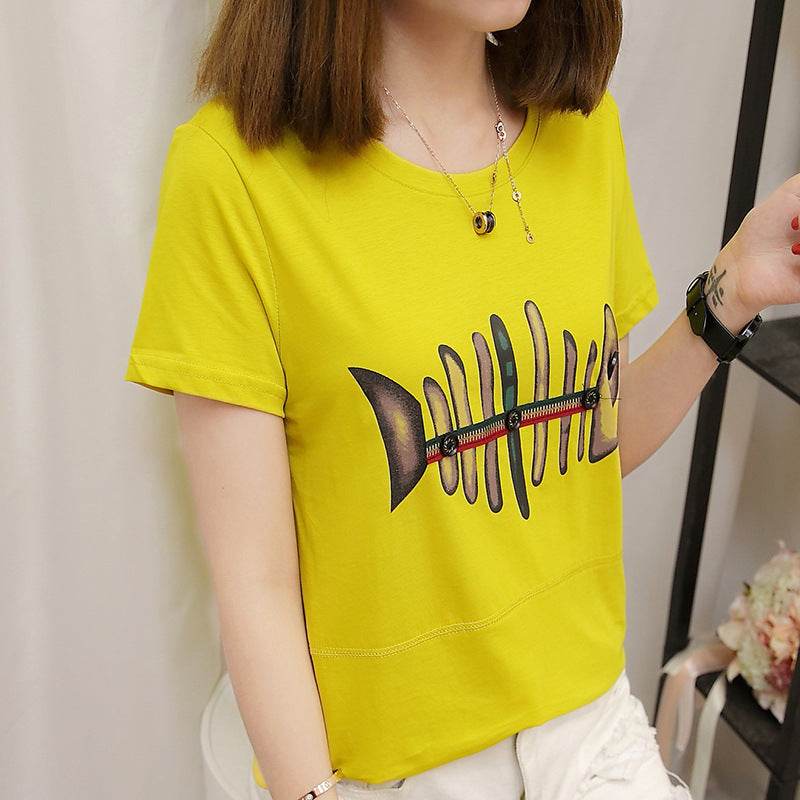 Striped short sleeve t-shirt for women - Mubimart