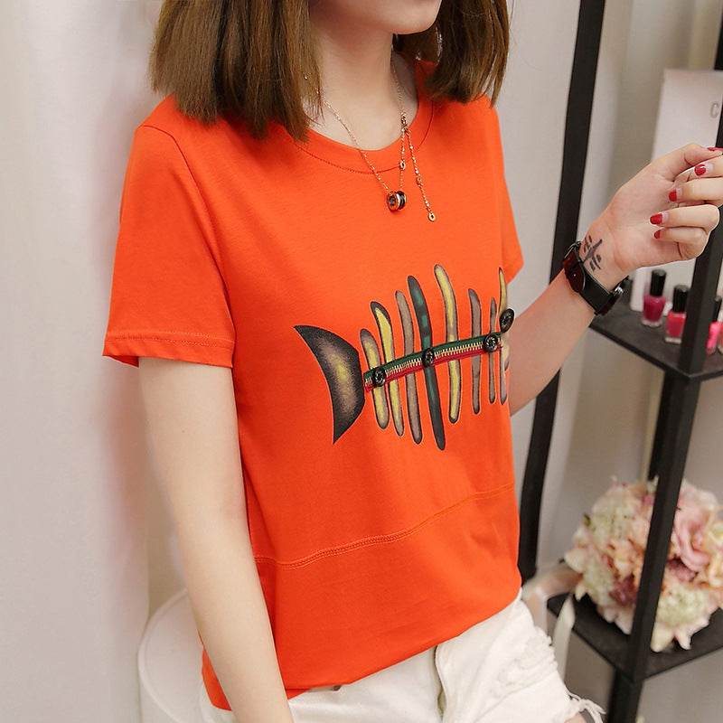 Striped short sleeve t-shirt for women - Mubimart