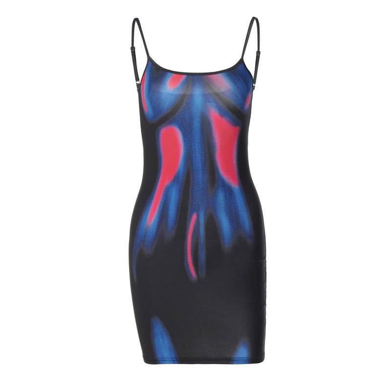 Personalized Printing Slip Slim Hip Dress - Mubimart
