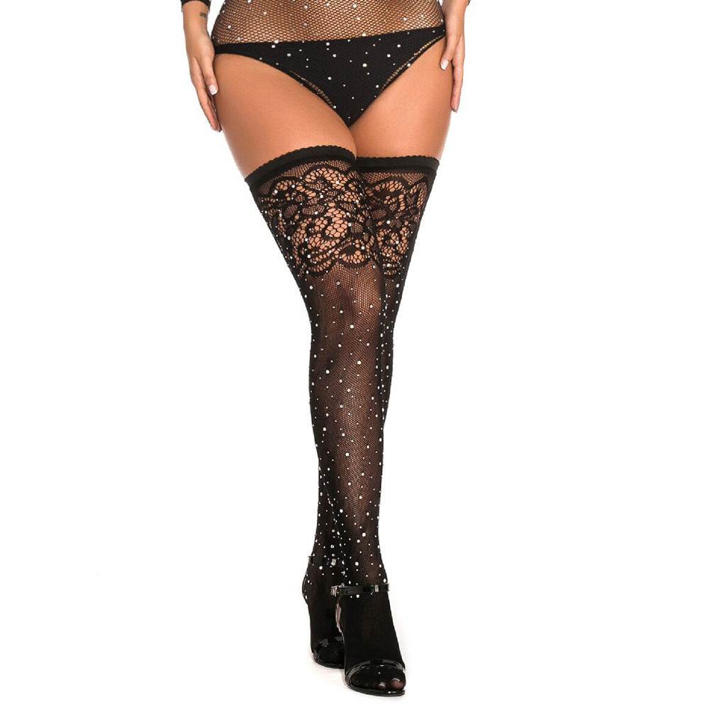 Knee High Over-the-knee Socks Diamond Jacquard - Mubimart