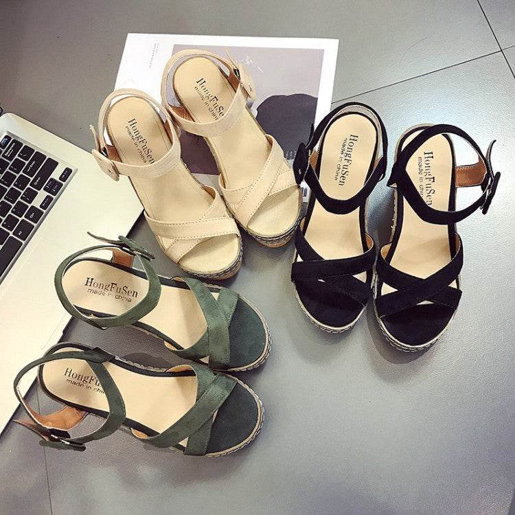 Suede wedge sandals - Mubimart