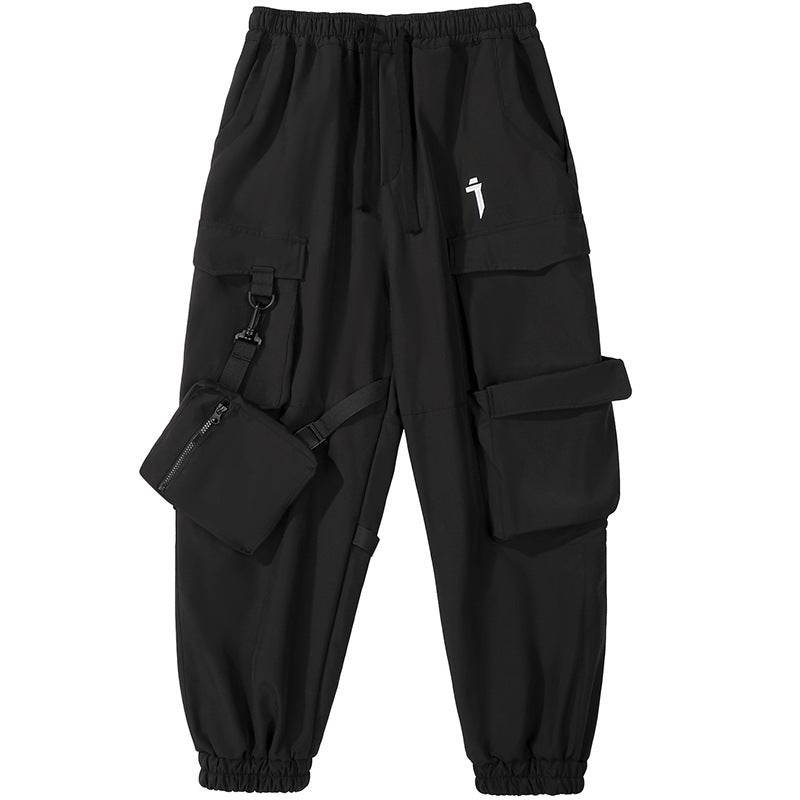 Men's Loose Casual Pocket Trousers With Ribbon Cargo Jogger Pants - Mubimart