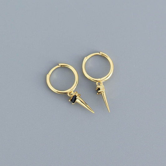 Silver Zircon Cone Hoop Huggies Earrings For Fashion Women Hiphop Fine Jewelry Geometric Accessories - Mubimart