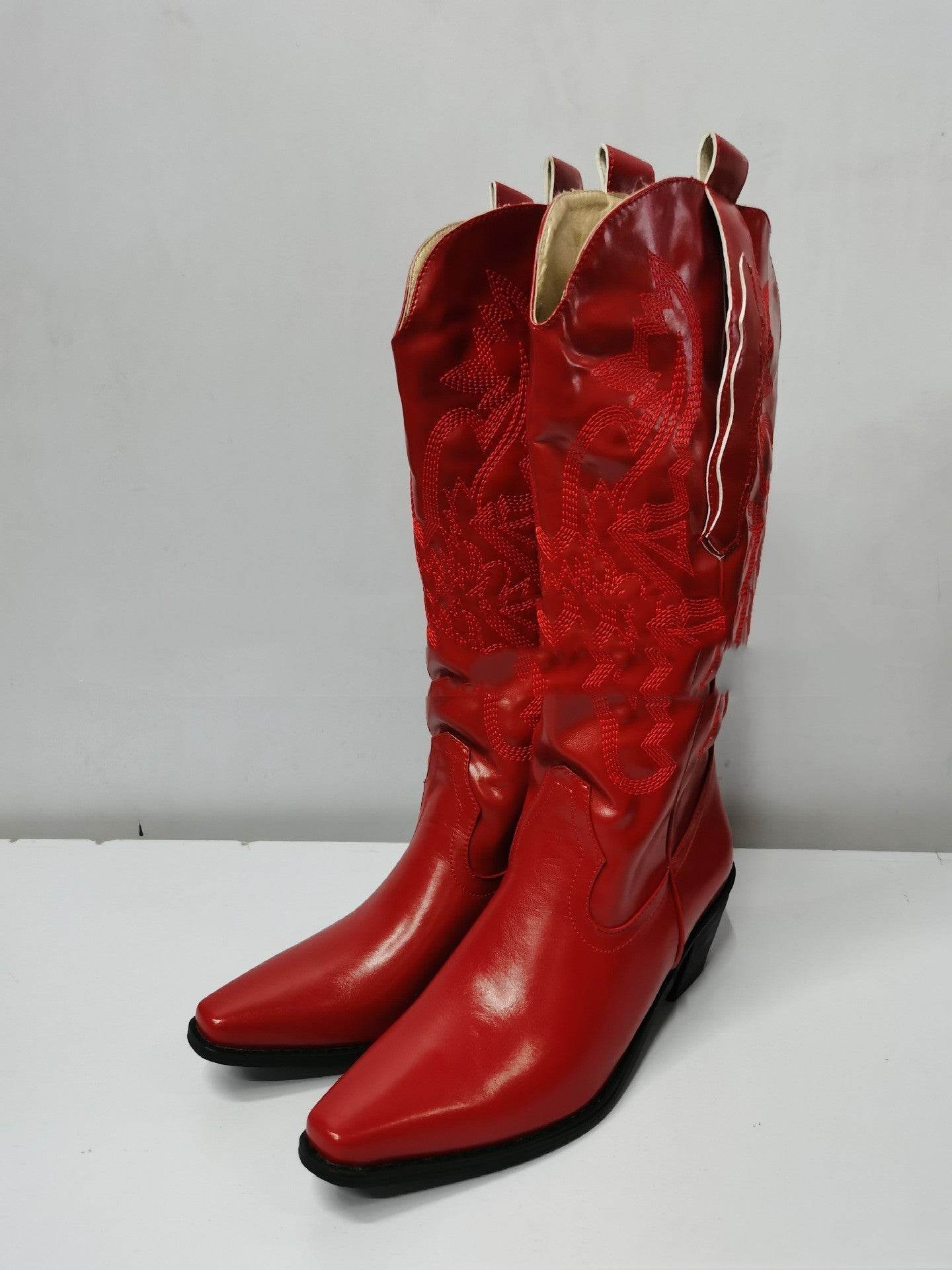 Embroidered Sleeve High Cowboy Boot For Women - Mubimart