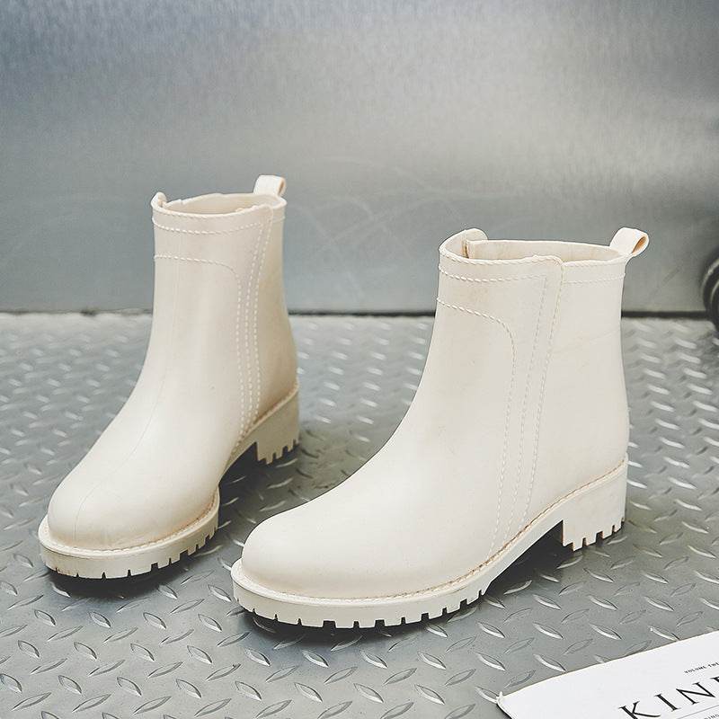 Women's Short Tube Rain Boots Wear Anti Slip Low Top Rain Boots - Mubimart