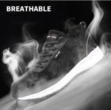 Men Steel Toe Work Safety Shoes Lightweight Breathable Reflective Casual Sneaker - Mubimart