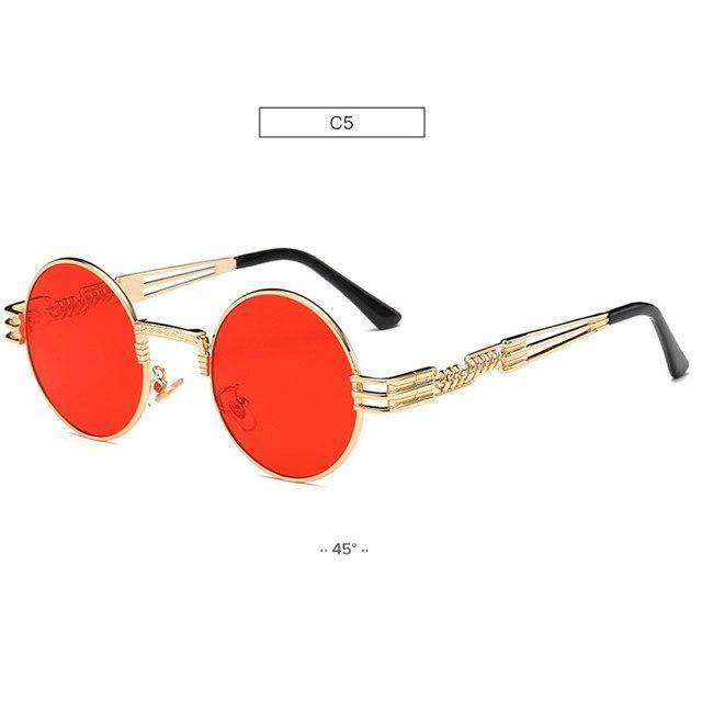 Gold Metal Fashion John Lennon Round Sunglasses Steampunk Sunglasses Mens Womens Retro Vintage Coating Mirrored Eyewear Shades - Mubimart