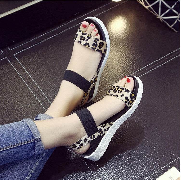 Elastic wedge sandals - Mubimart