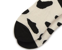 Leopard Dalmatian Black White Cotton Crew Socks - Mubimart -  