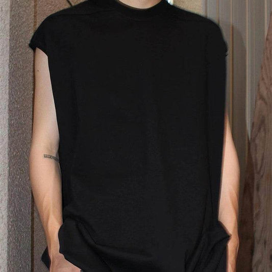 Men's Cotton Sleeveless Loose-fitting Version Of The Black Undershirt - Mubimart